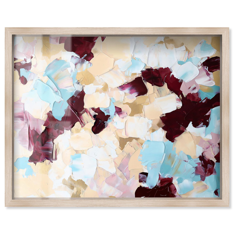«Crimson and Blue Shadowbox Print Abstract Decor» par Art Remedy, Crème, crème, H 17 po x l 21 po