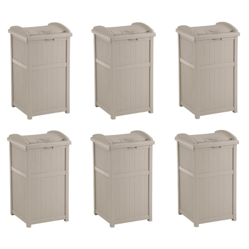 Resin Manual Lift Kitchen Trash Can - 33 Gallons, Beige