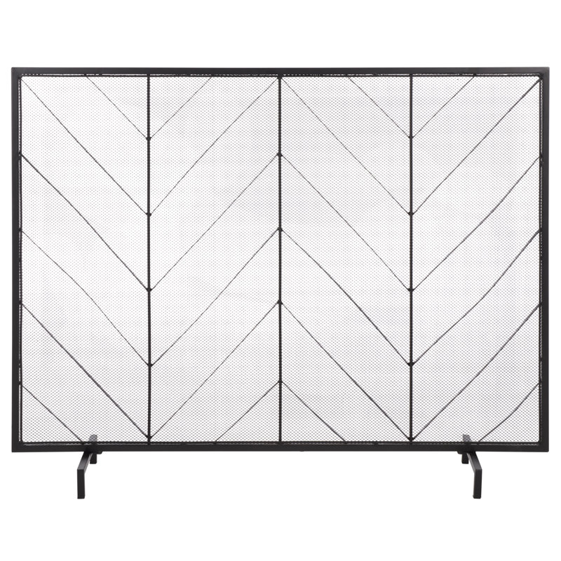 Dama Chevron Iron Fireplace Screen