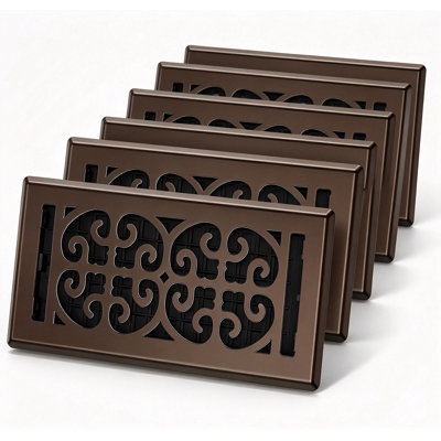 Paquet de 5, 5 po x 10 po, registre de plancher en bronze frotté, couvercle de ventilation en acier robuste avec flux d'air réglable pour tapis en bois franc