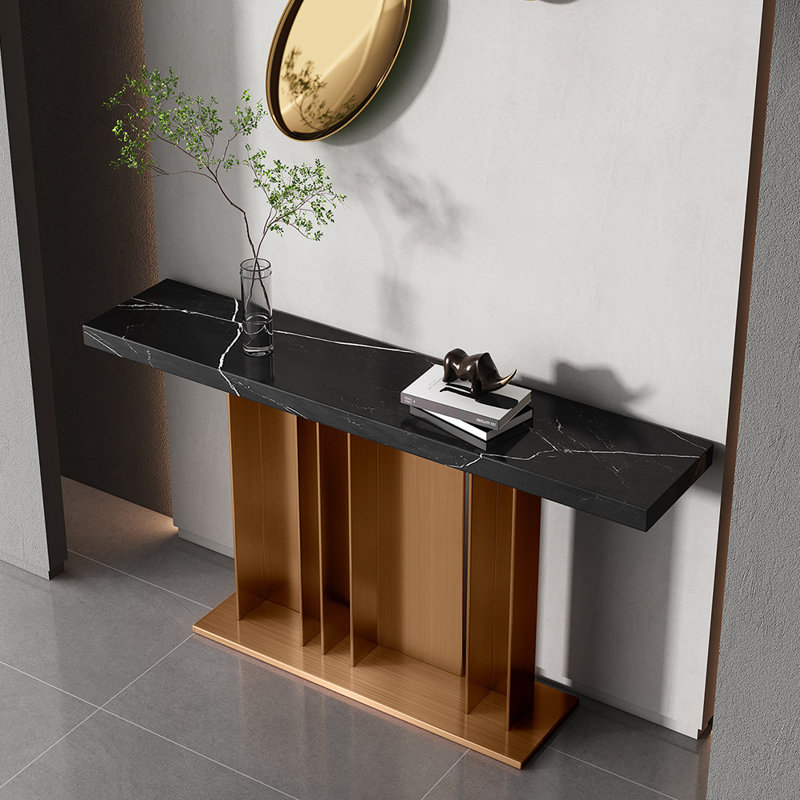 Console légère en pierre frittée de style luxueux, 33.4" H x 70.8" W x 13.7" D