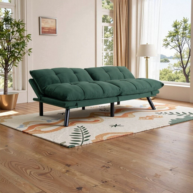 Navy Blue Convertible Folding Modern Sofa Bed – Stylish 2-Seater Sofa & Bed Combo for Small Spaces, Emerald
