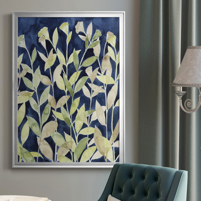 Indigo Blooming Night I, toile encadrée de qualité supérieure - prête à être accrochée
