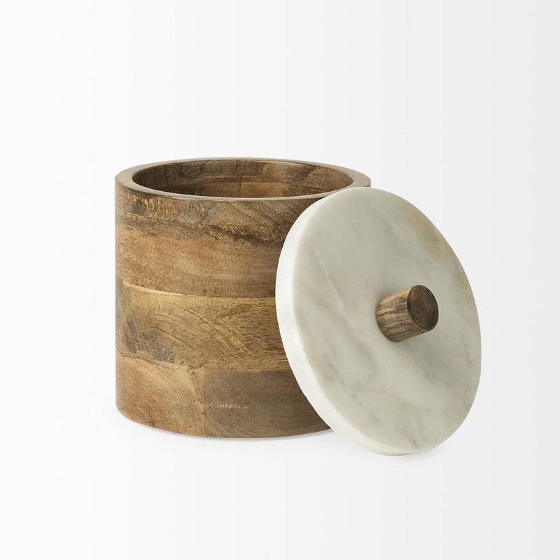 Sandook Solid Wood Hat Box, 6.69" H x 5.9" W x 5.9" D