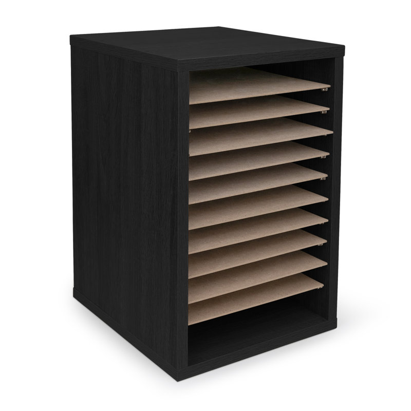 Black MDF 11-Compartment Adjustable Mailroom Organizer