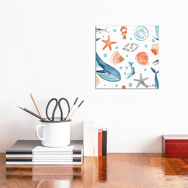 Whale Tale Pattern IA by Farida Zaman - Wrapped Canvas Painting, 30.48 cm H x 30.48 cm W