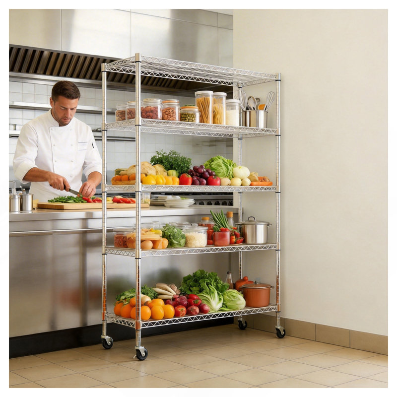 Étagère en métal robuste à 5 niveaux Étagère de rangement polyvalente en métal Capacité de 1650 lb Tablettes de rangement en fer