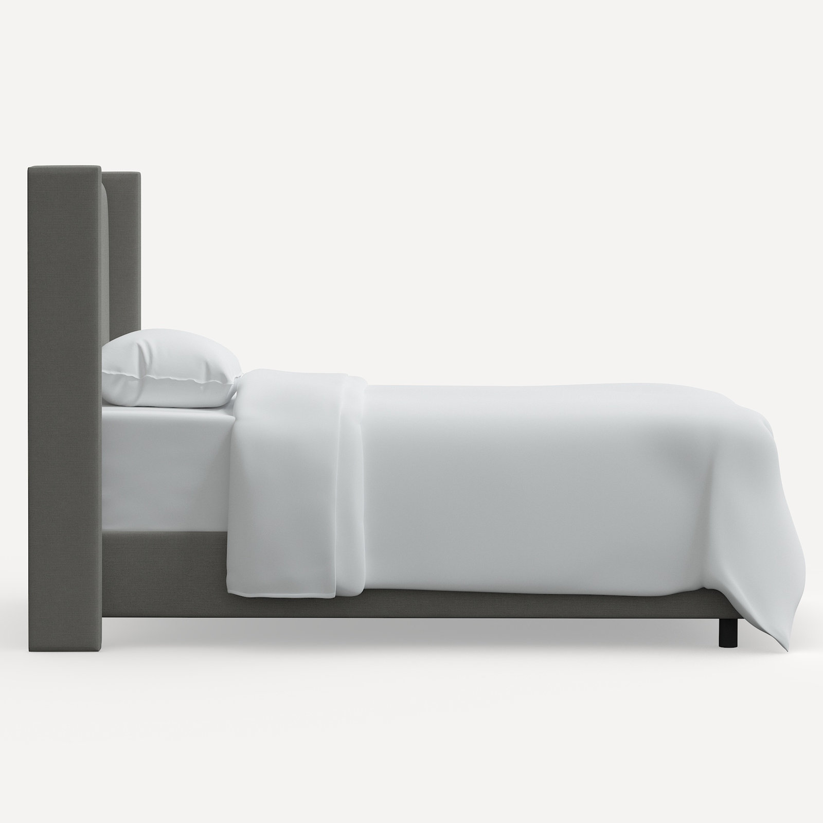 Hanson Upholstered Wingback Bed, Twin, Classic Grey Linen