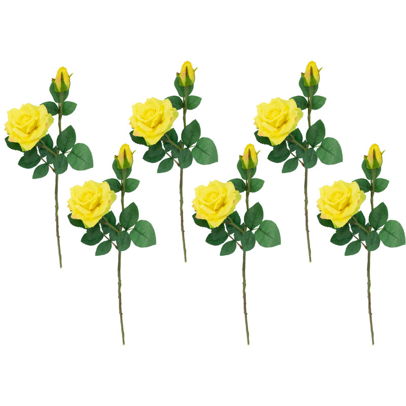 Ensemble de 6 tiges de roses artificielles jaunes 19 "