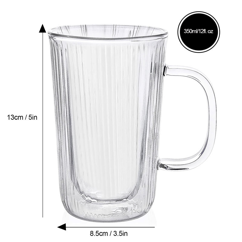 Tasse à café double paroi nervurée 350 ml