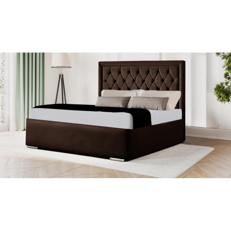 Barbla Upholstered Bed, Double (4'6), Brown