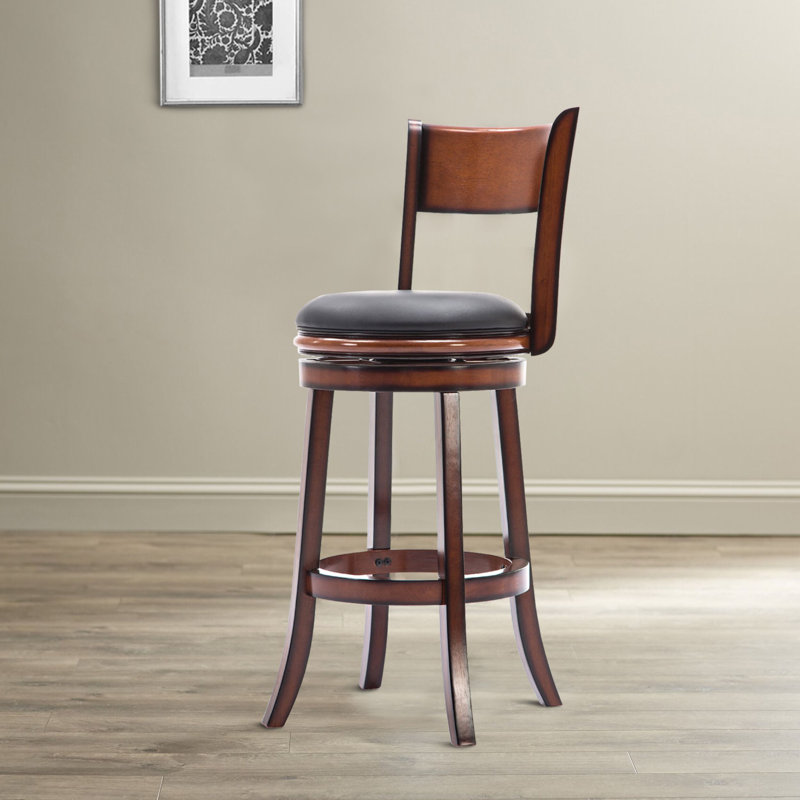 Tabouret de bar pivotant en bois massif, Tabouret de bar (siège d'une hauteur de 29 po), Brun