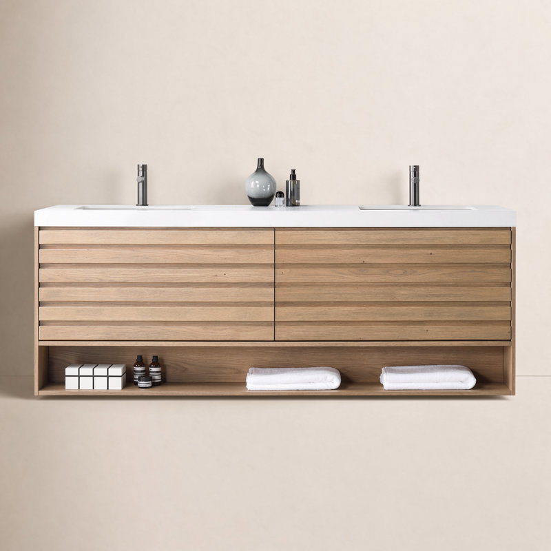 Meuble-lavabo 72 po Maumelle, Chêne pacane, Blanc