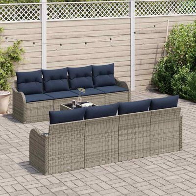 Ensemble de canapé de jardin Vidaxl 9 pièces 55 x 55 x 37 cm en rotin gris