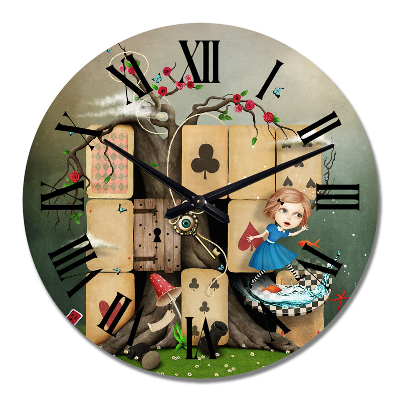 Alice au pays des merveilles Cardhouse - Horloge murale pour enfants, Grand