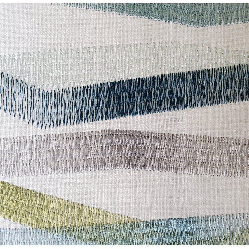 Linen Reversible Throw Pillow, Blue/Green/Light Purple