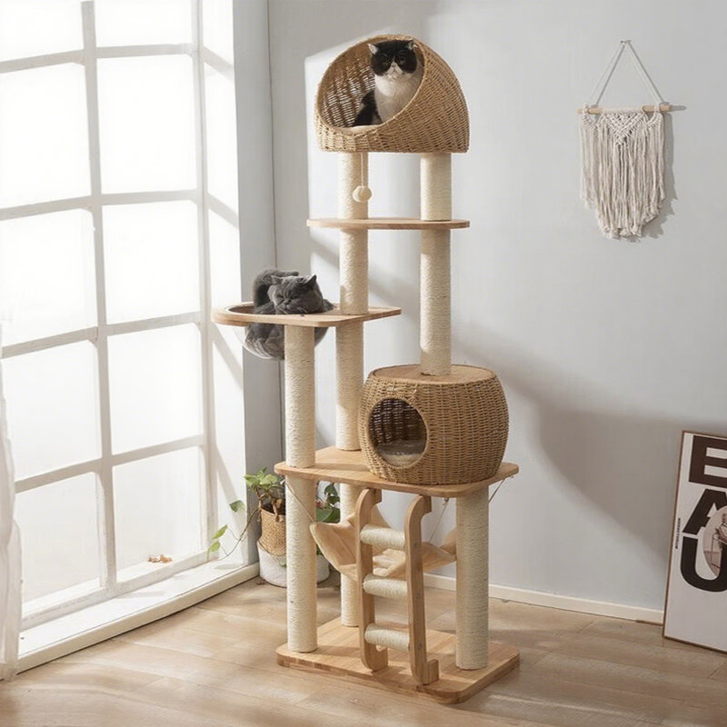 4-Tiers Cat Tree with Cat Condons,Perch,Scratching Posts