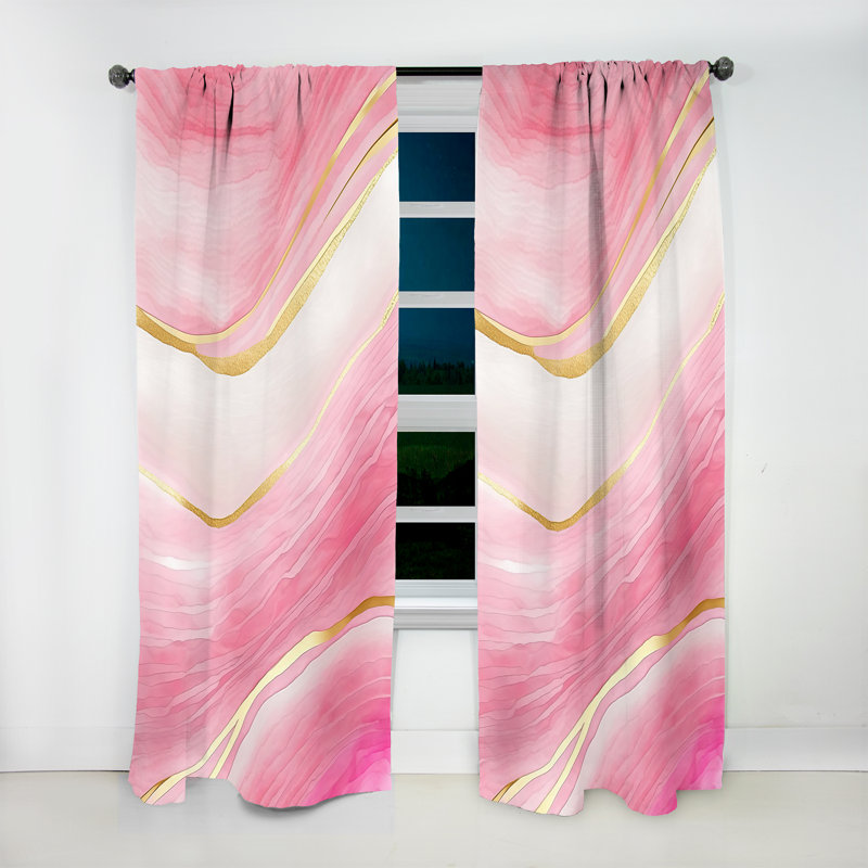 Alata - Abstract Geode Marble Waves Pink II - Modern Velvet Curtain - Room Darkening - 1 panel, 52" W x 84" L