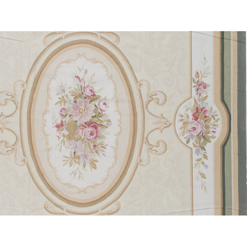 Hand-Knotted High-Quality Gold and Green Area Rug