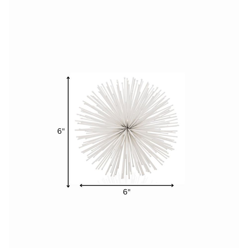 Erizo Spiked Large Sphere, 6" H x 6" W x 6" D, White