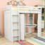 Lit mezzanine simple en bois avec bureau intégré, armoire et rangement-1149071998