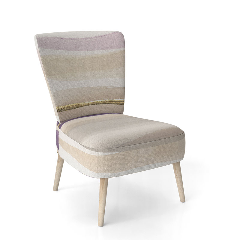 Upholstered Floral Side Chair - Modern floral Accent Chair, Ombre Beige Polyester Blend 1