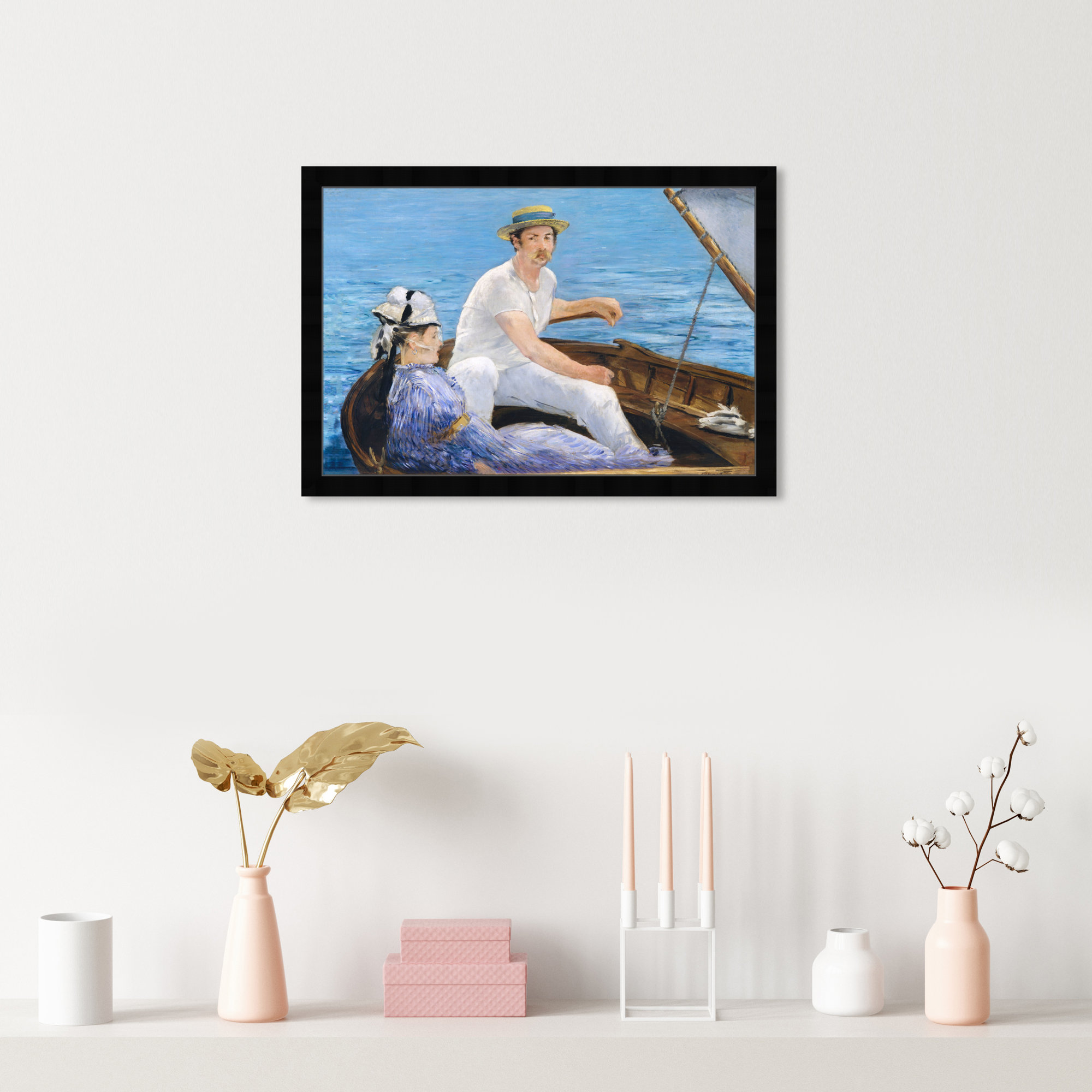 Manet - Boating 1974, Black, 16" H x 24" W x 0.5" D