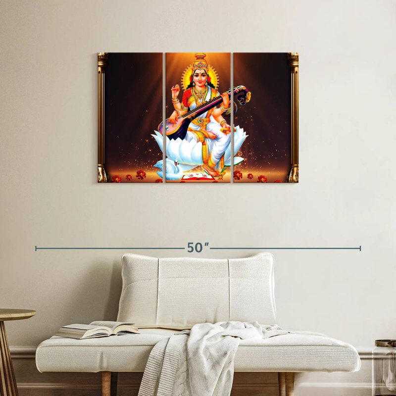 Adella Saraswati avec instrument, H 24 po x l 38 po
