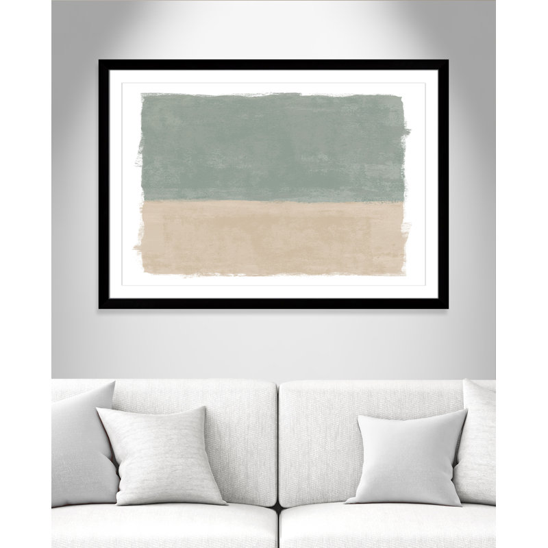«Sage and Sand I - Landscape Version Print» par Natalie Carpentieri, L 49 po x H 35 po, Matted Print, Noir satiné