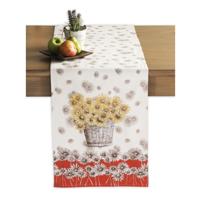 Floral 100% Cotton Table Runner, 108" L x 14.5" W