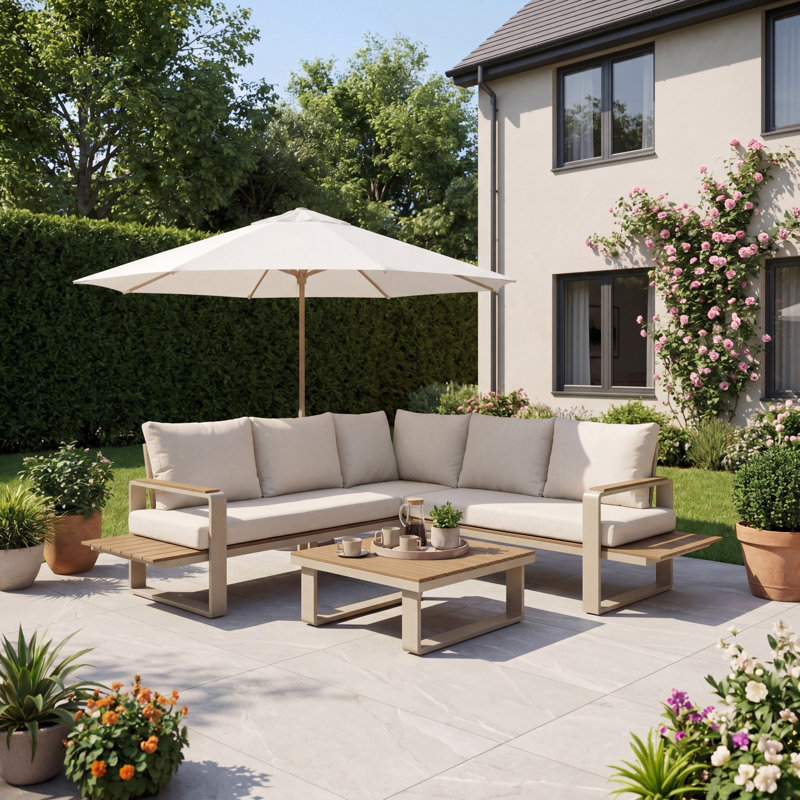 Linden Outdoor Corner Lounge Set and Table