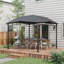 Pavillon de jardin 10 'X, toit géométrique, acier toutes saisons, auvent gris