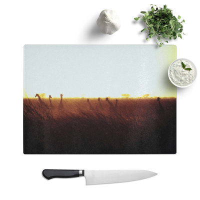 Glass Giraffes At Sunset Chopping Board