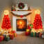 Ensemble de 2 arbres de Noël artificiels illuminés de style chapeau de père Noël 4 pi avec lumières blanches chaudes pour la décoration intérieure et extérieure