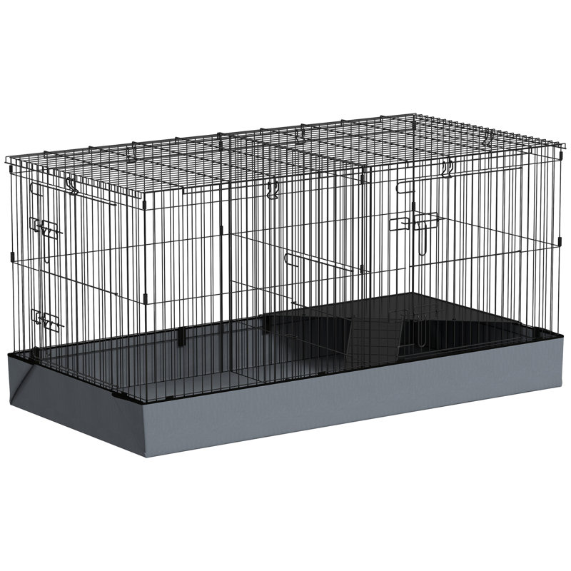 Guinea Pig Cage 2 in 1 Rabbit Cage Pet Playpen for Hedgehogs Black