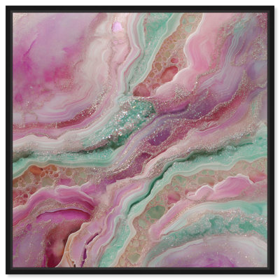 «Pink and Mint Crystal IV», toile abstraite colorée par 