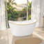 Baignoire autoportante moderne en acrylique de 51 po x 27 po, baignoire de trempage à garniture dorée avec dossier double incliné, capacité de 37 gallons et ensemble de bonde