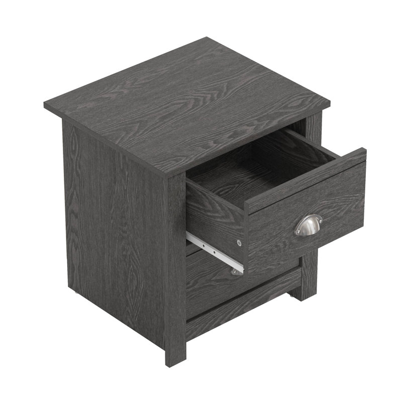 Blessinger 20.07'' Tall 2 Drawer Nightstand, Dark Gray Oak