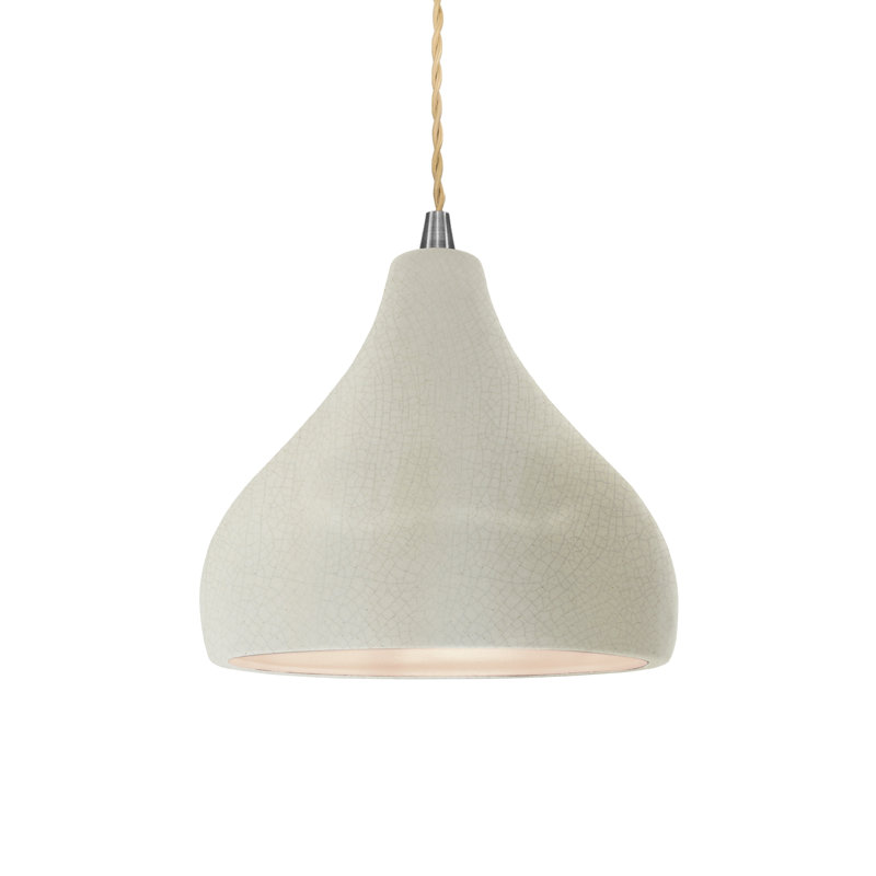 Luminaire suspendu à 1 lumière Meydan, H 7,25 po x l 8 po x P 8 po, Blanc craquelé, Nickel brossé