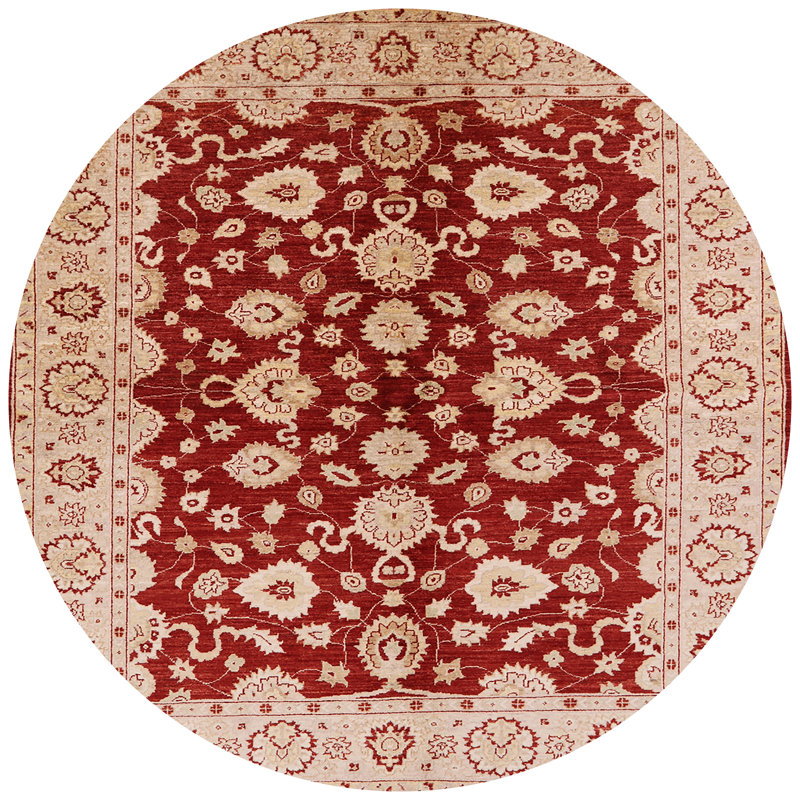 Tapis beige / rouge Besly, Rond 4 pi