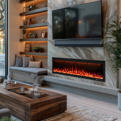 Metro Lane Black Recessed Wall Mounted Electric Fireplace