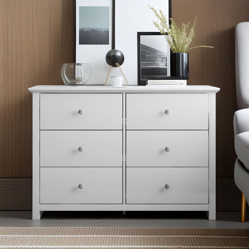 Commode double 6 tiroirs Tevrat, Blanc mat