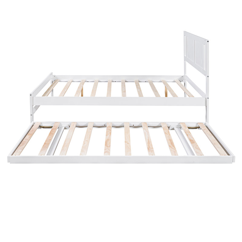 Lit plateforme avec lit gigogne réglable, Blanc