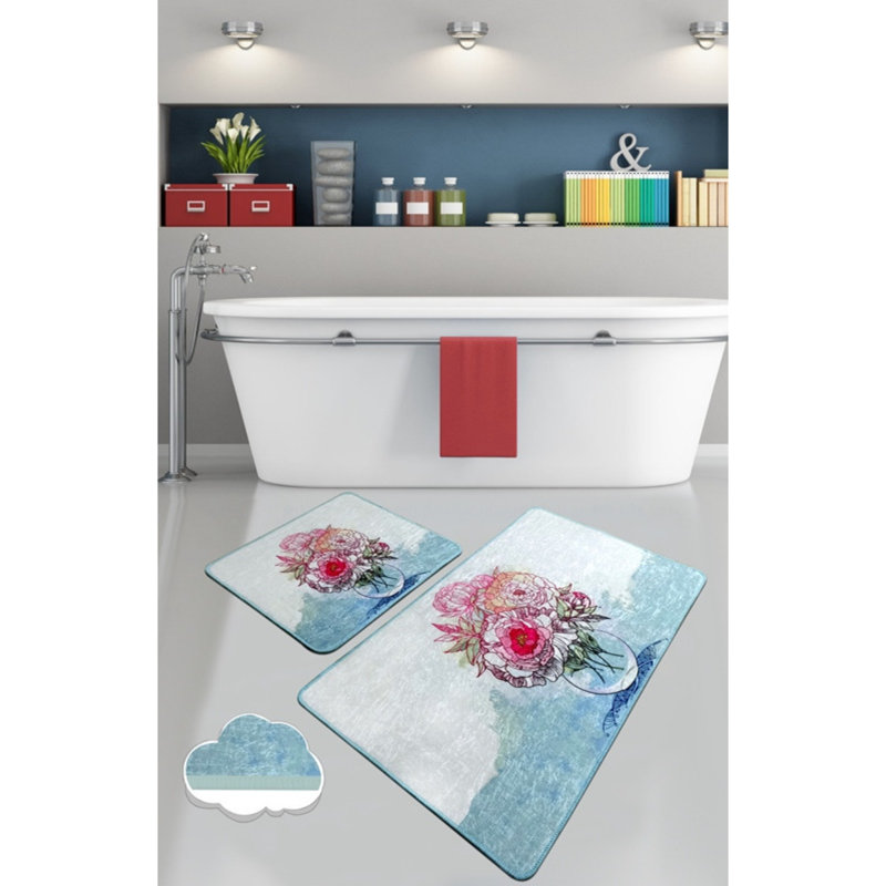 Ensemble de tapis de bain de qualité supérieure (2 pièces) en polyester antibactérien de 23,6 po x 39,4 po et de 19,7 po x 23,6 po | Dessous antidérapant, 700 g / m² | Lavable à la machine, doux et durable pour le confort de la salle de bain, design élégant et fonctionnel