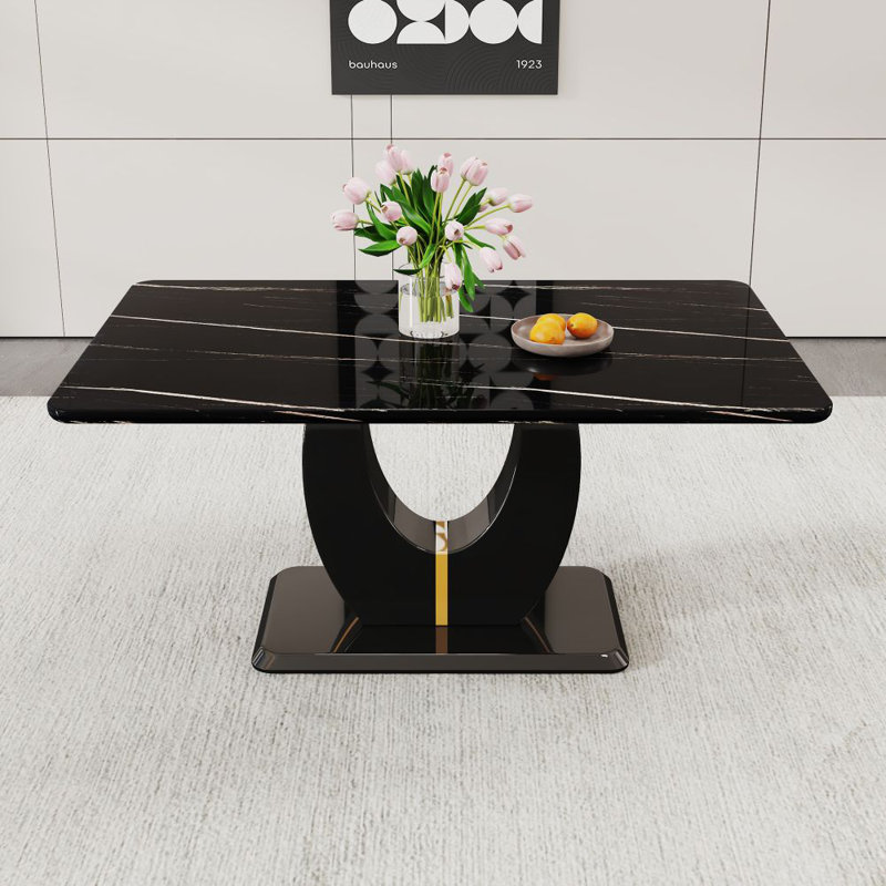  Table de salle à manger Avdain, Or/noir