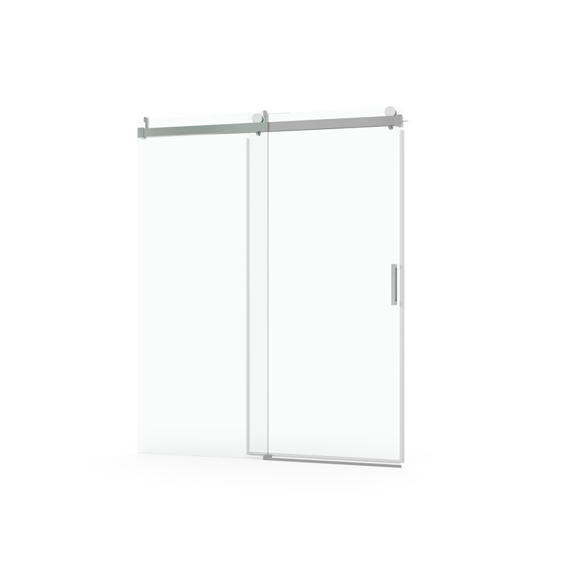 Porte de douche de 55 à 60 po x 76 po avec fonction, verre trempé de 1/4 po, porte coulissante simple résistante à l'eau, revêtement en verre résistant à l'eau, finition, fonction imperméable lisse et étanche