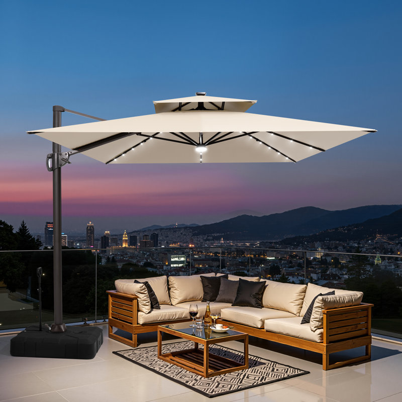 Parasol en porte-à-faux avec base lestée 11 x 9 pi, Rectangular, 104.4" H x 132" W x 108" D