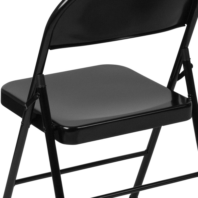 Double Braced Metal Folding Chair, Black