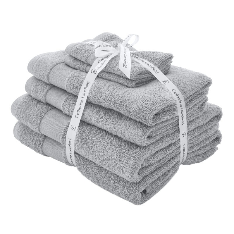 Anti-Bacterial 100% Cotton 6 Piece Towel Bale, Silver