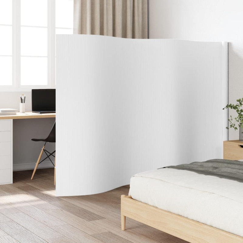 vidaXL Room Divider White Width 157.5" Height 65.0" Bamboo, 65'' H x 157'' W, White